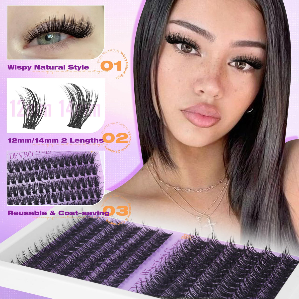 EYDEVRO close-up of wispy cluster tips for natural blending benefit