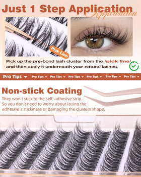 EYDEVRO cluster application on eye, quick one-step press-on lash placement benefit