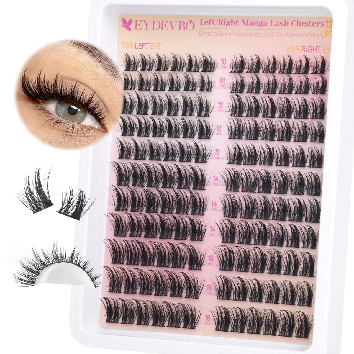 EYDEVRO front packaging showing manga lash clusters for a natural look