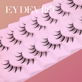 EYDEVRO lashes worn in natural day look showing lifted eyes benefit