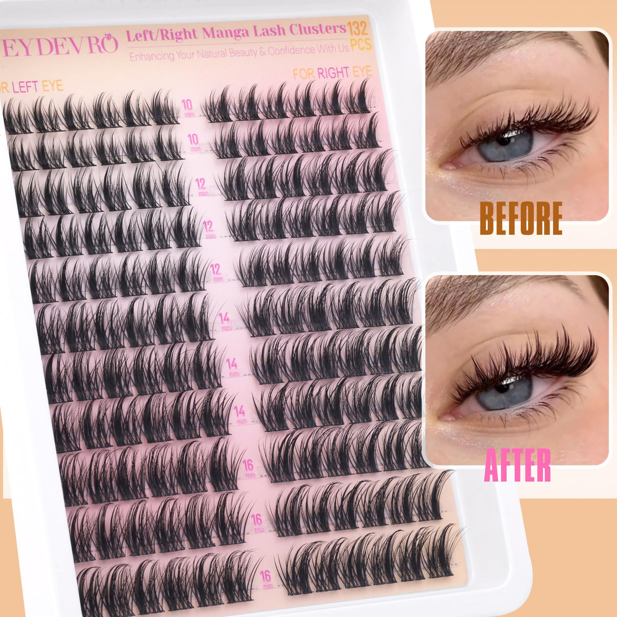 EYDEVRO left and right cluster pairs arranged to create cat-eye lift