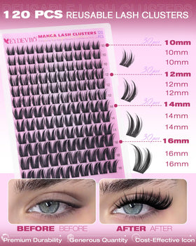 EYDEVRO side profile of worn cluster lashes emphasizing lifted outer corner