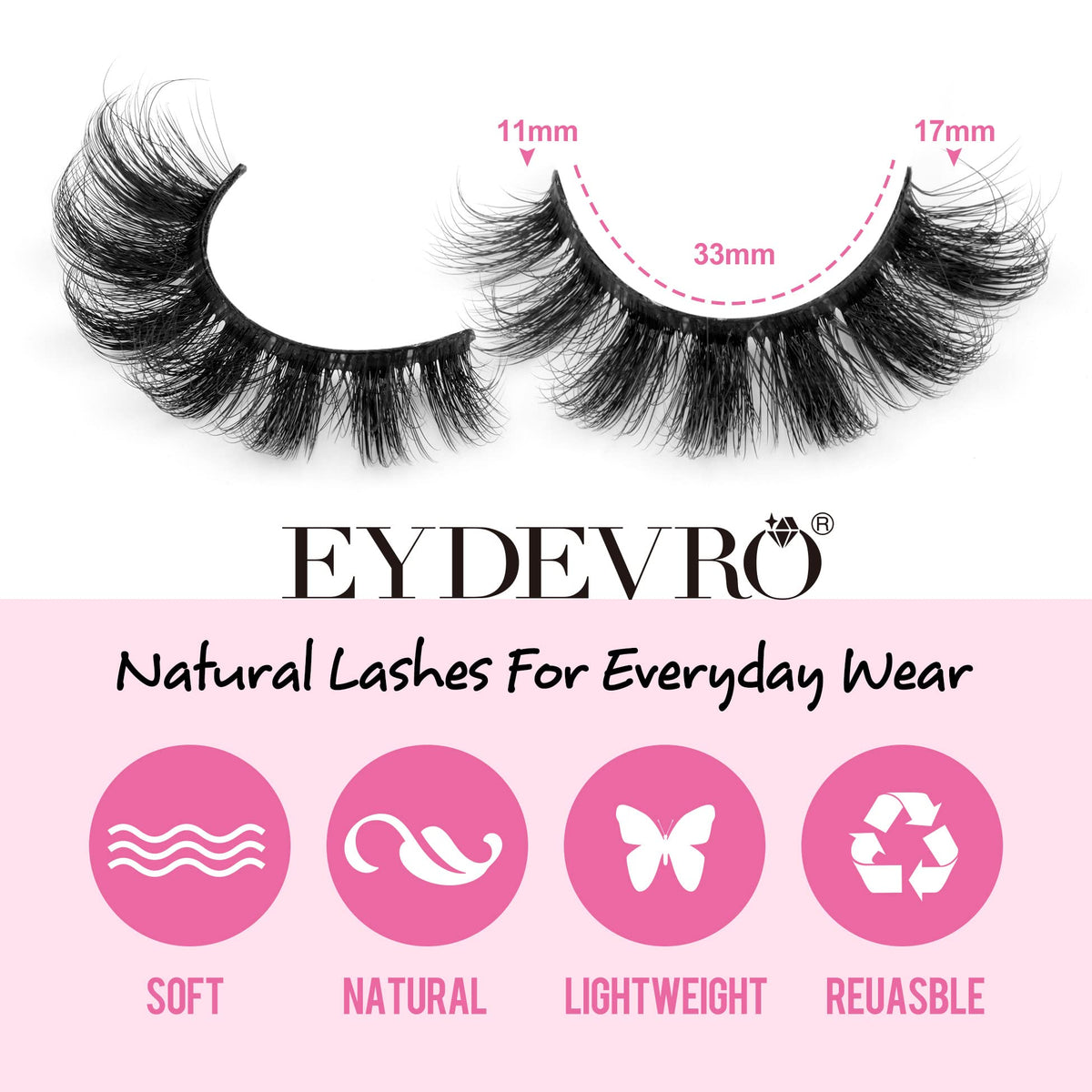EYDEVRO close-up of a single pair highlighting natural wispy benefit
