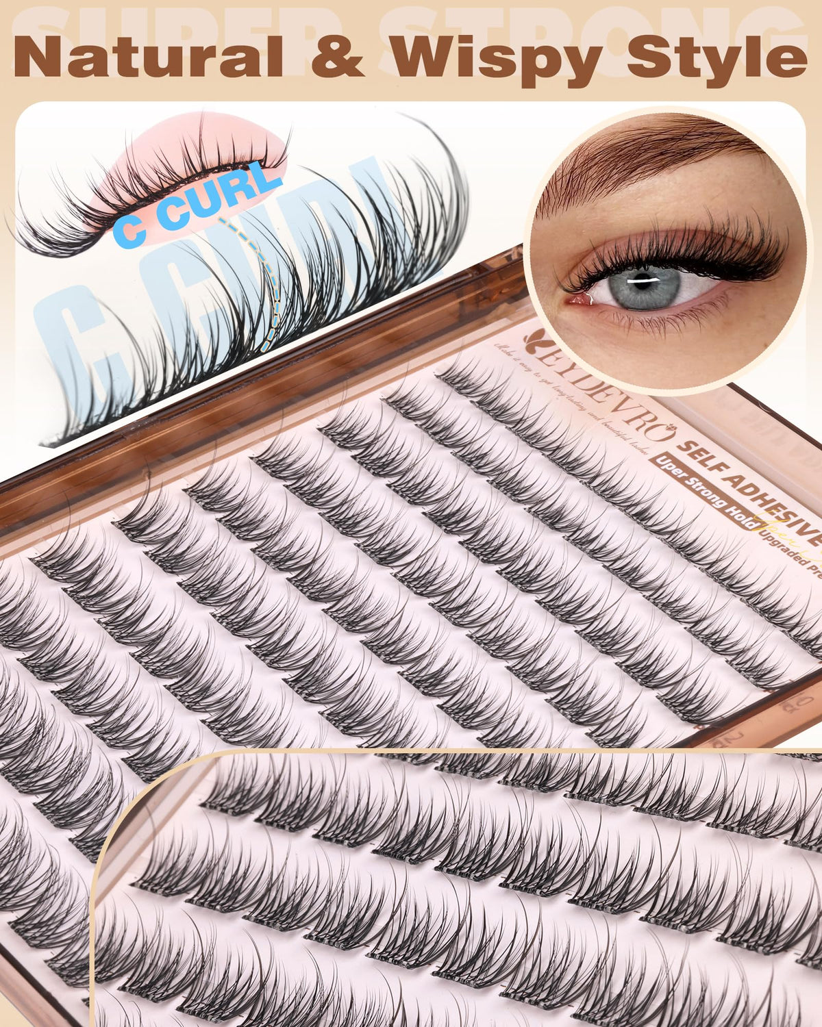 EYDEVRO lashes in a travel pouch for convenient on-the-go use
