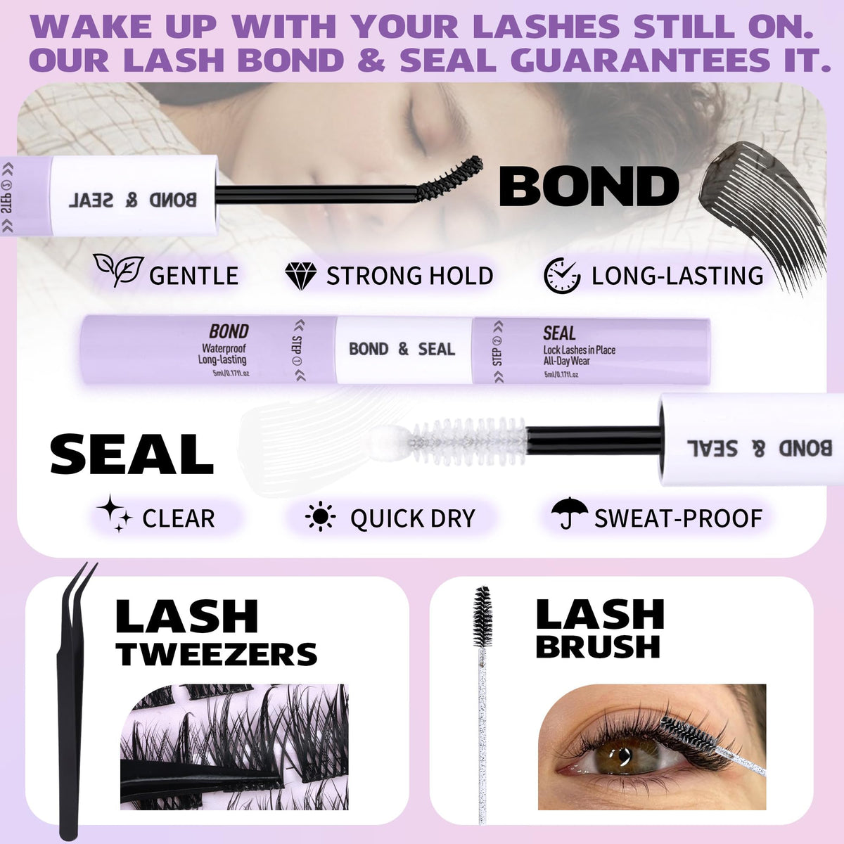 EYDEVRO tweezers and brushes toolset arranged for precise placement and easy DIY application benefit control