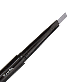 Eye Embrace front view of the Warm Betty light gray eyebrow pencil showing packaging benefit: easy identification