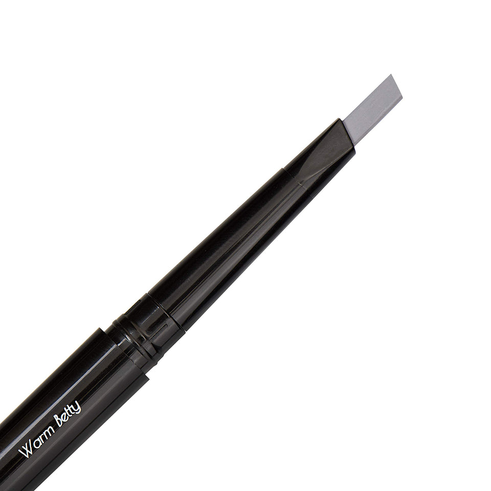 Eye Embrace front view of the Warm Betty light gray eyebrow pencil showing packaging benefit: easy identification
