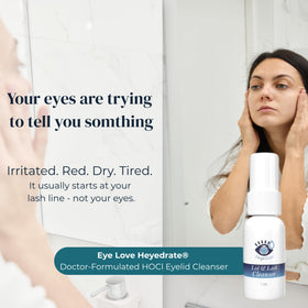 Eye Love spray nozzle close view demonstrating easy pump application benefit
