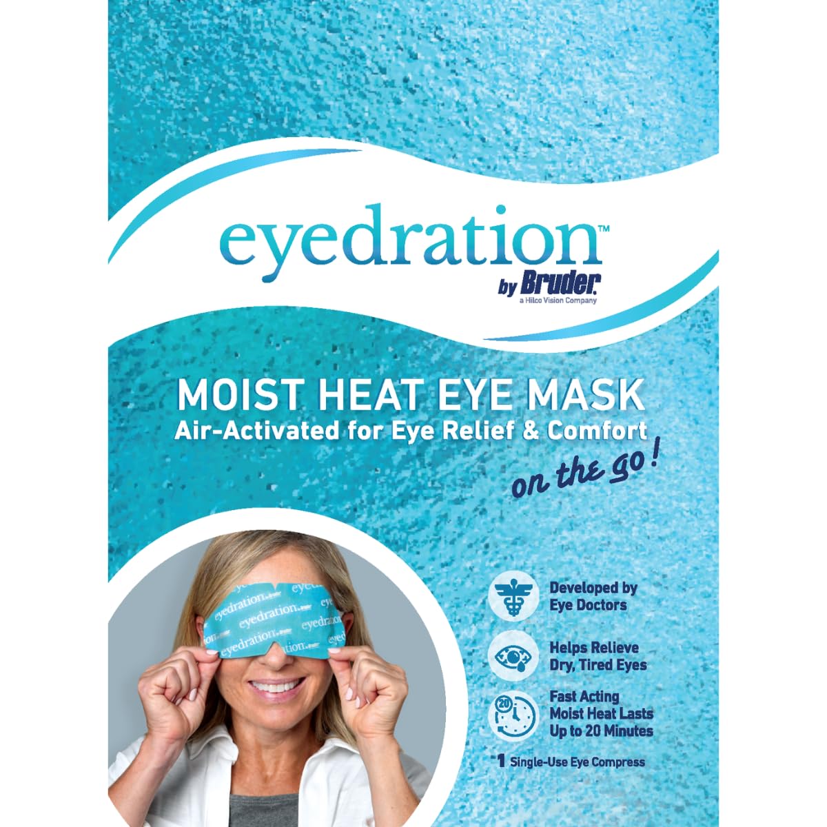 Eyedration packet opened activating steam with visible warming reaction