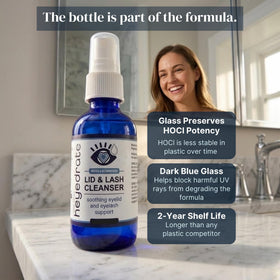 Eye Love bottle held in hand showing 4oz size for travel-friendly convenience