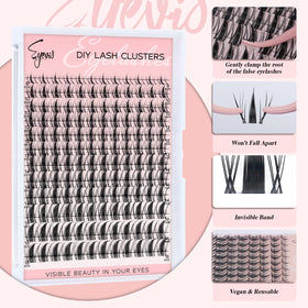 EYEVIS cluster close-up showing fine fiber tips and natural-looking volume