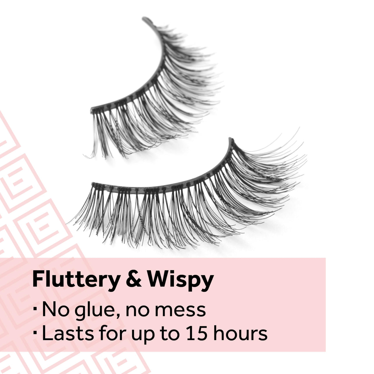 Eylure in-use shot of applying pre-glued lash quickly for fast glam