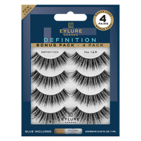 Eylure front packaging showing four-pair multipack and benefits