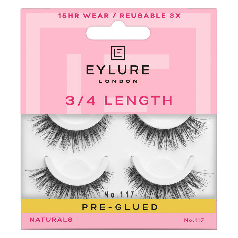 Eylure front packaging of No.117 twin pack showing lash design and benefits