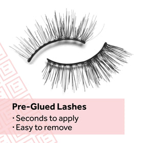 Eylure accent lash applied to outer corner demonstrating lifted, subtle cat-eye effect