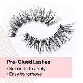 Eylure lashes next to fingers showing scale and trim-for-fit benefit