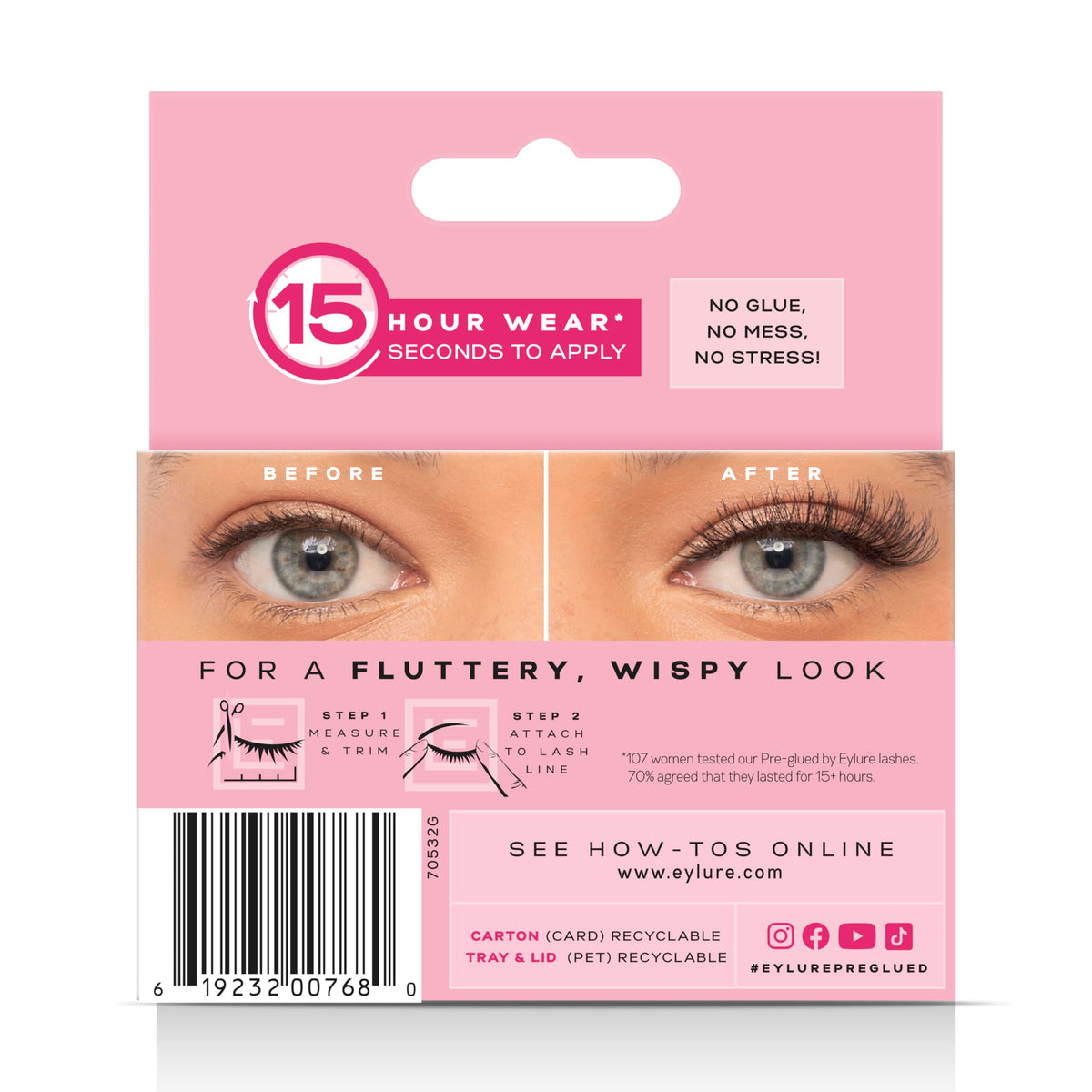 Eylure two pairs stored in case highlighting reuse and protection