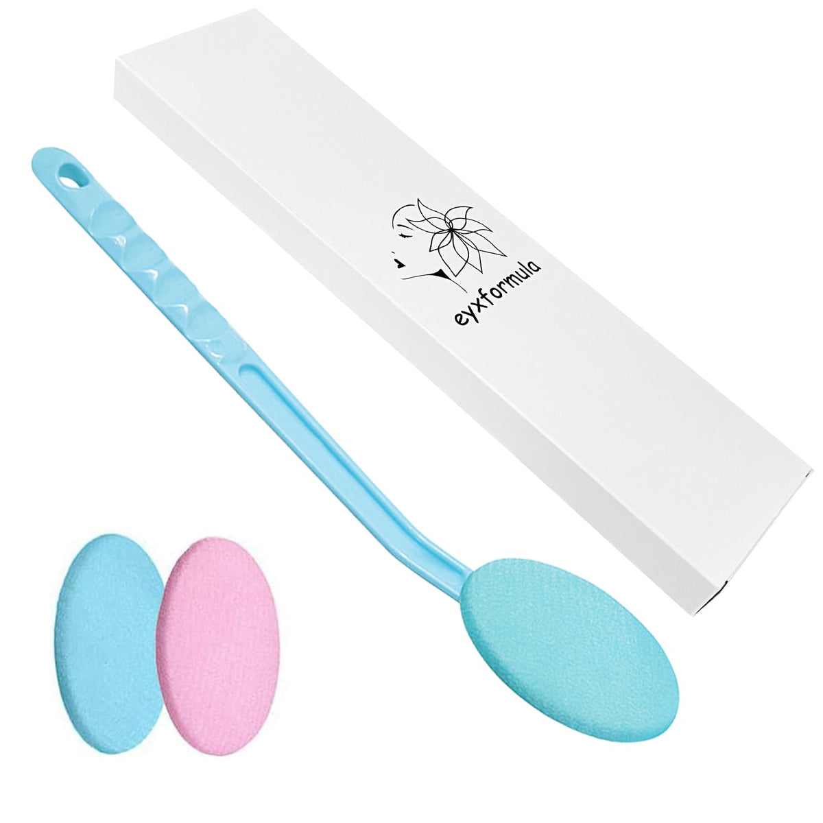 eyxformula front packaging showing wand and two pads, easy storage benefit