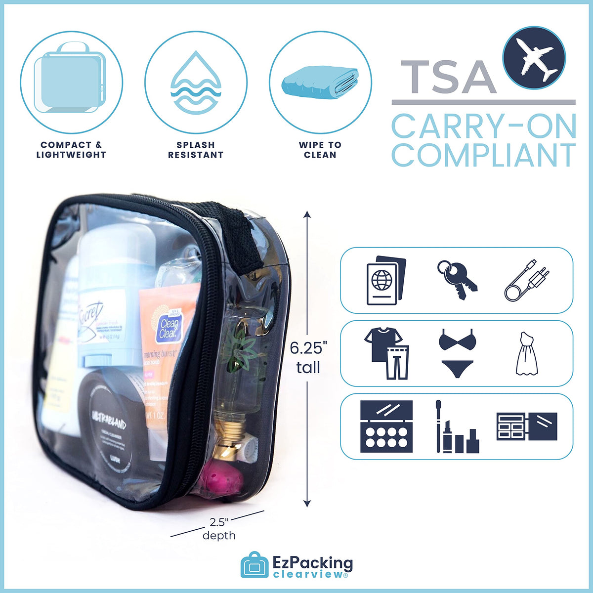 EzPacking clear vinyl detail highlighting easy-to-inspect contents