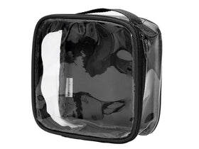 EzPacking front view clear quart bag showing organized toiletries and quick identification benefit