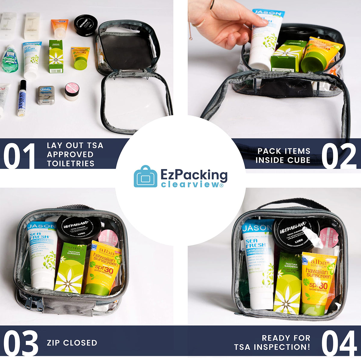 EzPacking inside view with electronics and cables showing tidy storage and tangle-free benefit