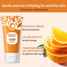 Ezyuanchly orange gel texture close-up with exfoliating beads