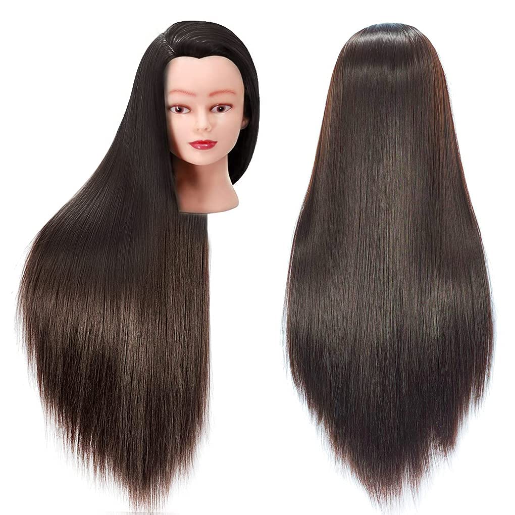 FABA front view mannequin head with long brown hair showing realistic features and styling ease