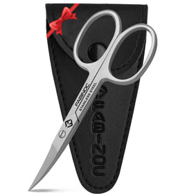 FABINOC front view of curved nail scissors showing sleek profile and precision