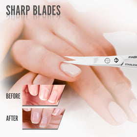 FABINOC scissors trimming a cuticle illustrating careful, controlled grooming