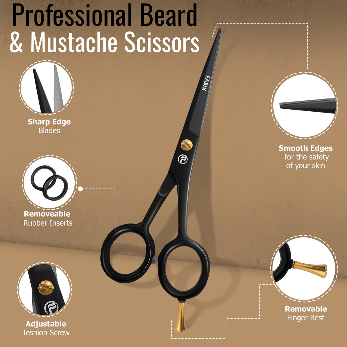 Fabix beard comb and mustache comb aligned to detangle and guide cutting