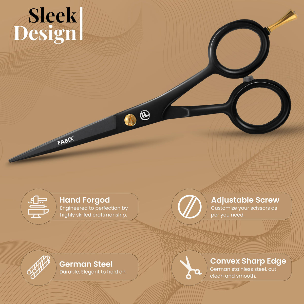 Fabix scissors close-up blade detail highlighting sharp German steel precision