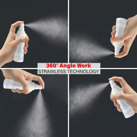 FaceBucks filling the mini bottle using included funnel for spill-free refills