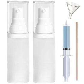 FaceBucks front view of twin 1oz travel spray bottles, compact and TSA-approved