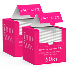 FACEMADE front packaging showing 120 count and biobased badge for clear benefits