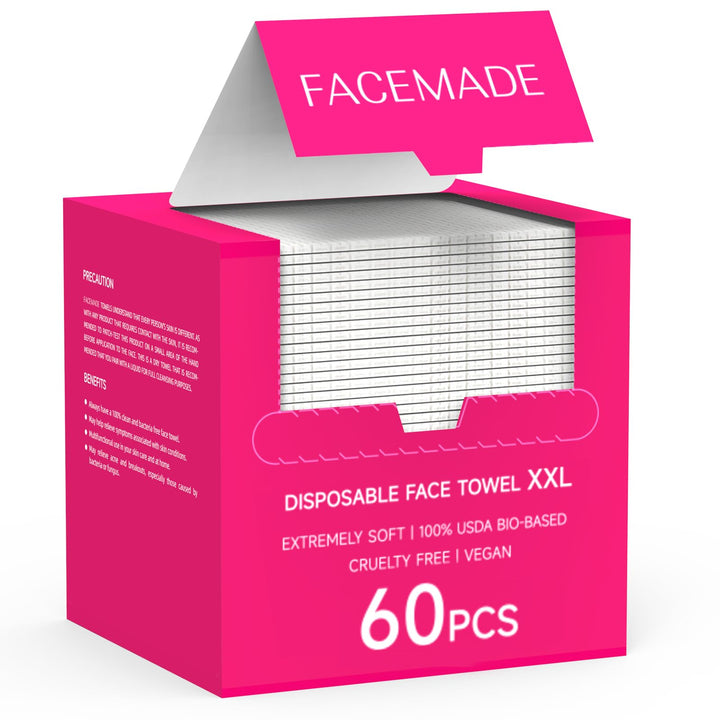 FACEMADE front pack showing 60-count XXL towels for convenient hygiene