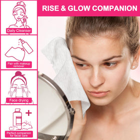 FACEMADE towel removing makeup to show thorough, gentle removal