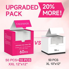 FACEMADE open pack with stacked sheets showing quantity and access