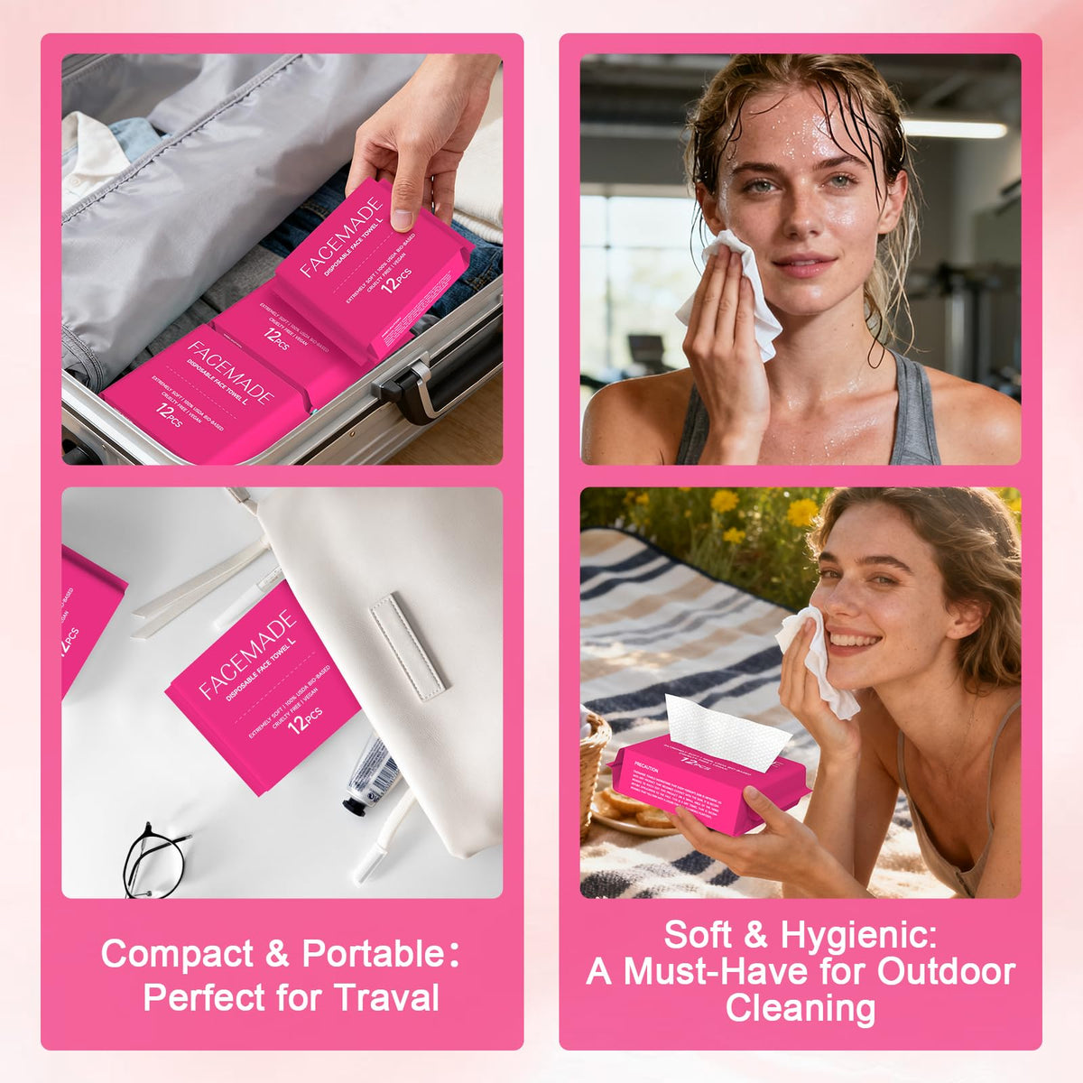 FACEMADE single towel flat lay highlighting size and soft texture