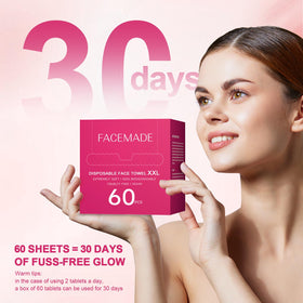 FACEMADE towels in travel toiletry bag for portable skincare convenience