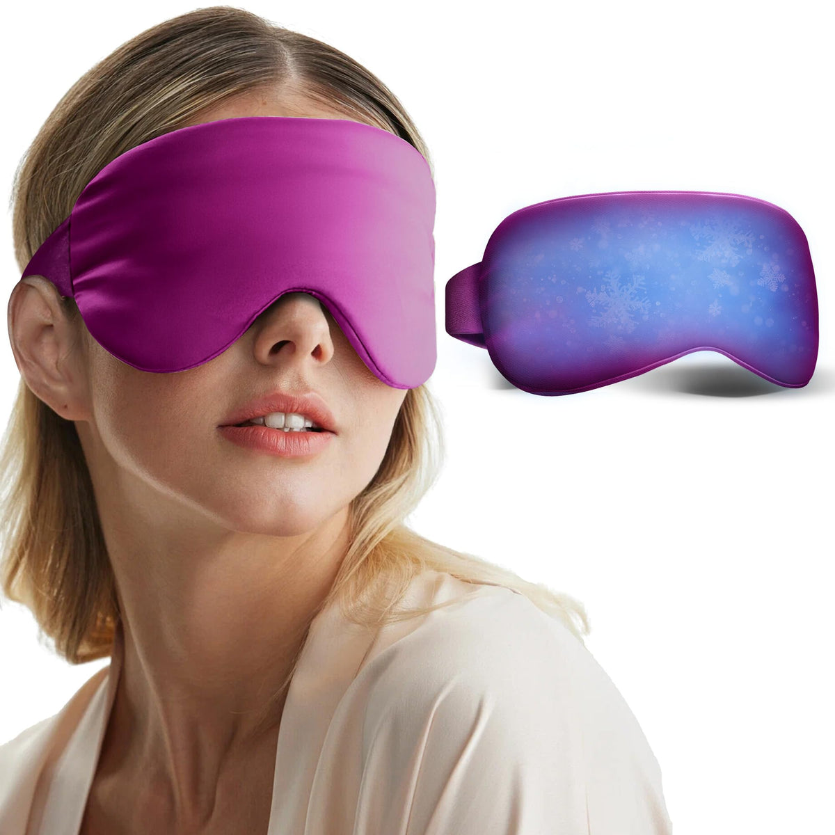 FACEMOON front view of purple cooling eye mask showing contour and coverage benefit