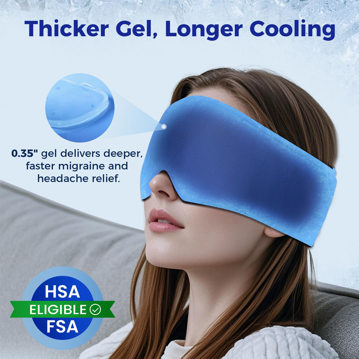 FACEMOON mask on model relaxing to reduce puffiness after travel