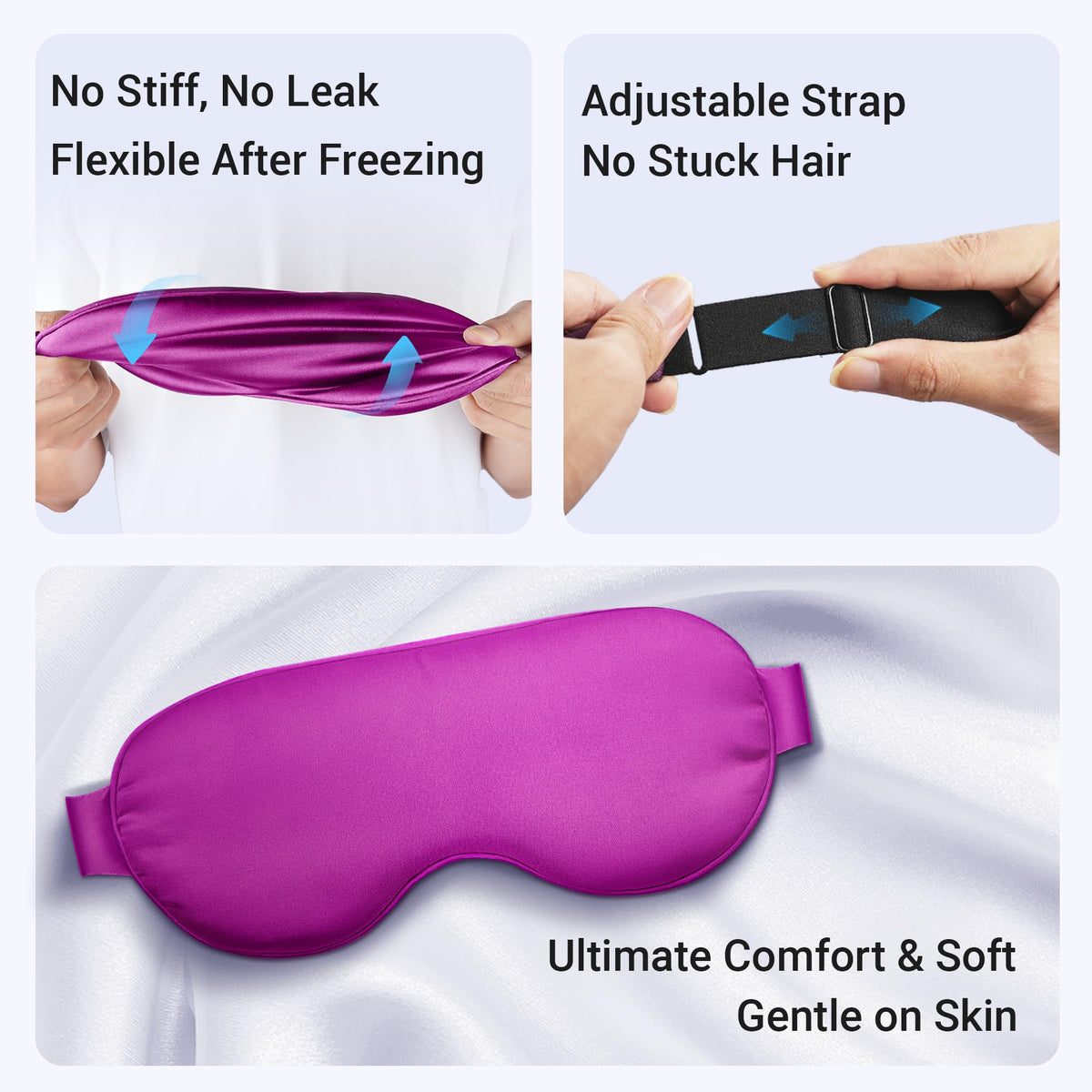 FACEMOON adjustable strap detail showing secure fit and hair-friendly benefit