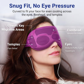 FACEMOON model wearing mask in bed demonstrating relaxation and sleep aid benefit