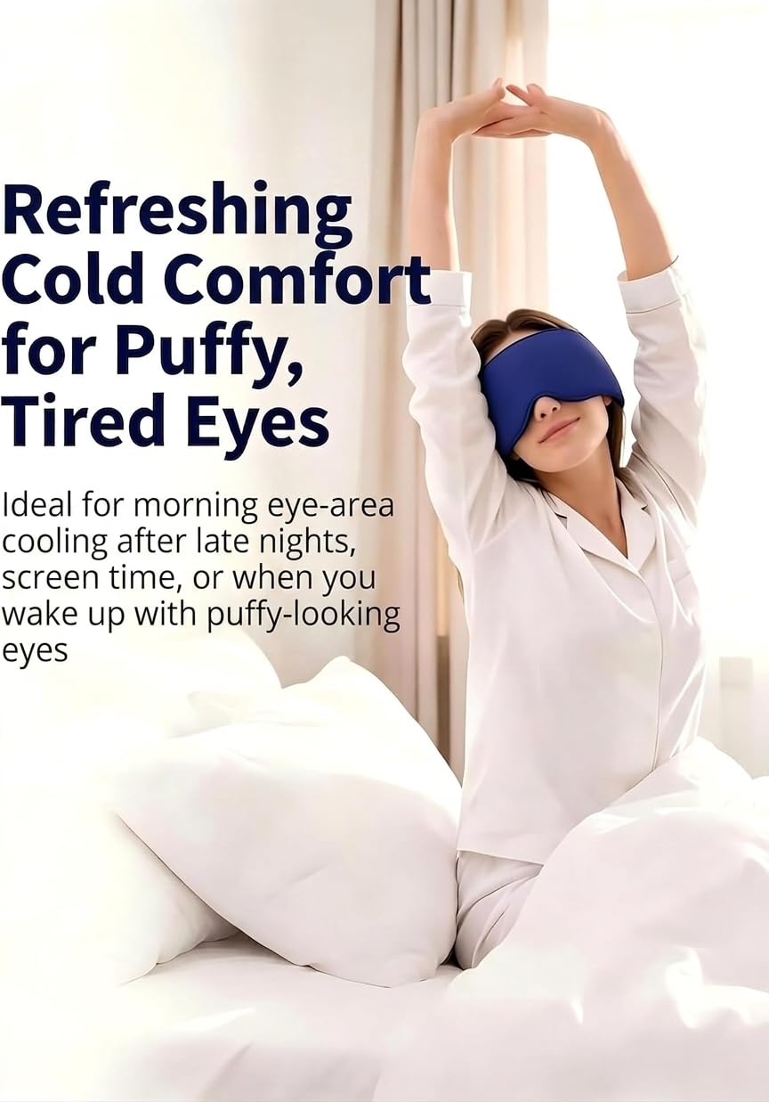 FACEMOON worn by user lying down to relieve eyes and temples comfortably