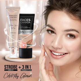 FACESCANADA swatch on skin revealing subtle rose gold radiance and dewy finish