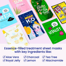 FACETORY close-up of sheet mask texture showing soft essence retention