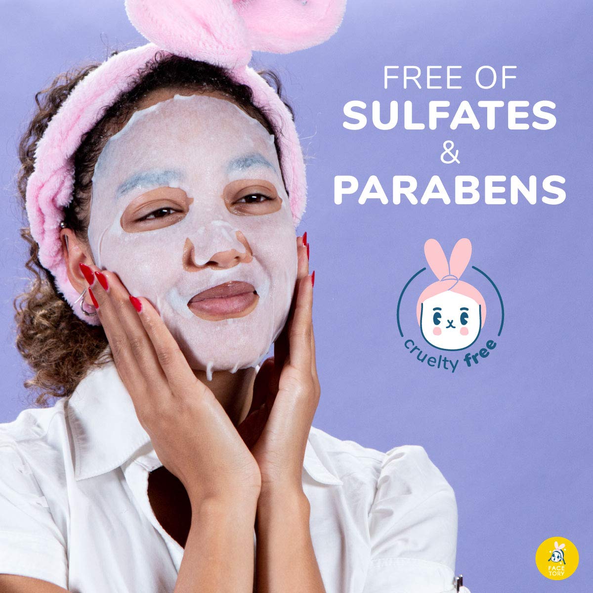 FACETORY spa-style setup with masks conveying relaxing skincare routine