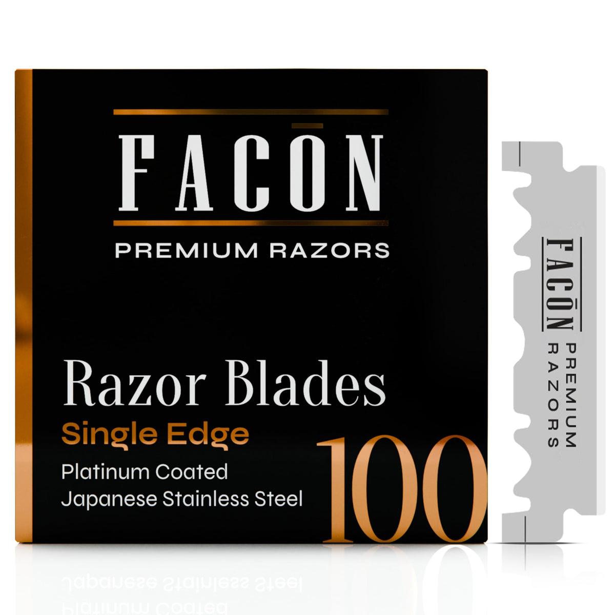 FACON front packaging showing 100 blades and branding for confident stocking