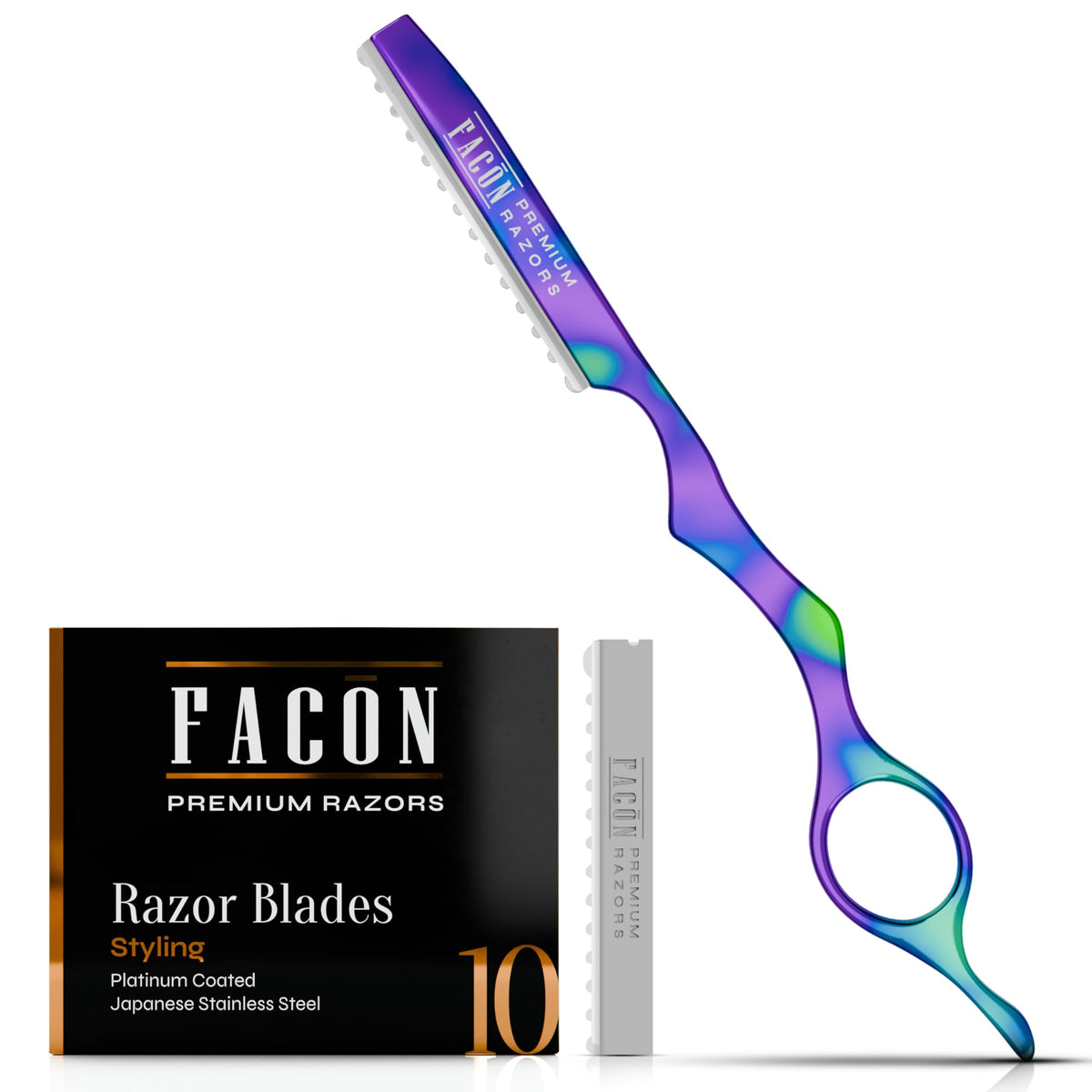 FACON front view of razor and kit showing professional styling benefits