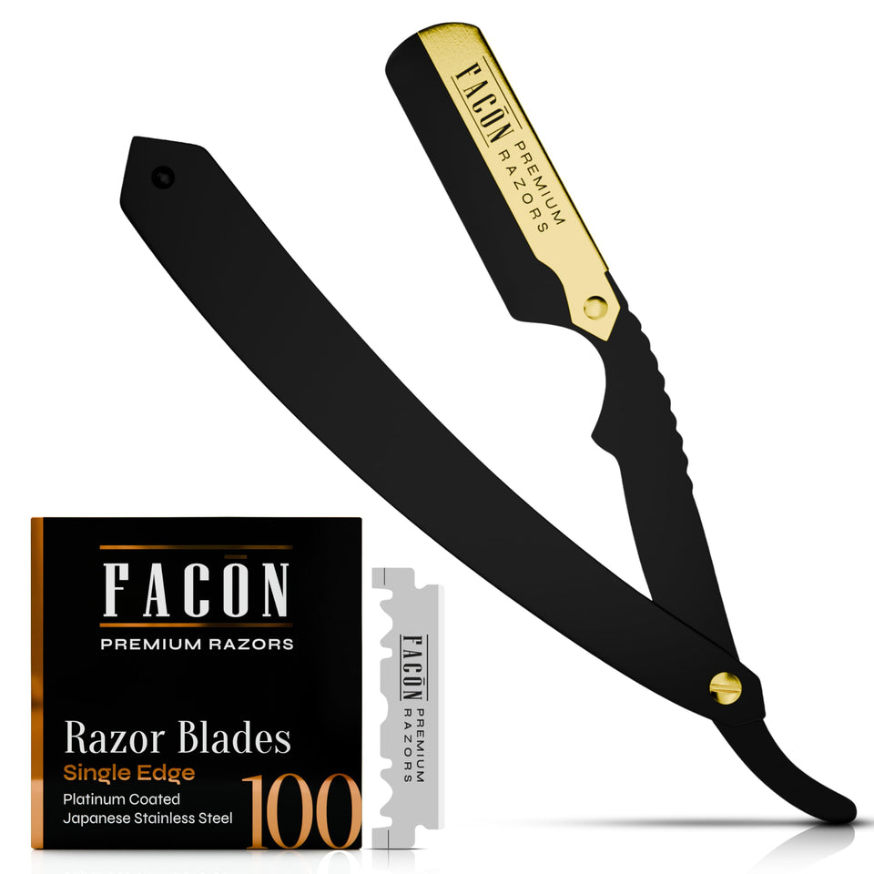 FACON front view of straight razor showing balanced design and smooth shave control